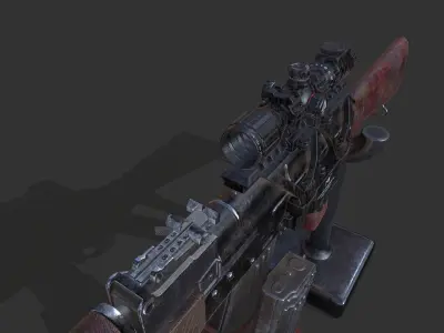 ak47 with utg 3-9 scope and pitcinny rail 3D model