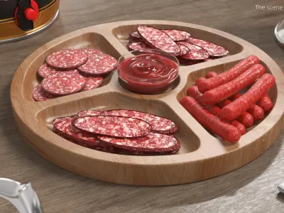 Snack Serving Tray Meat 3D model