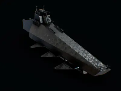 Sci-fi Military Aircraft Carrier Low-poly 3D model
