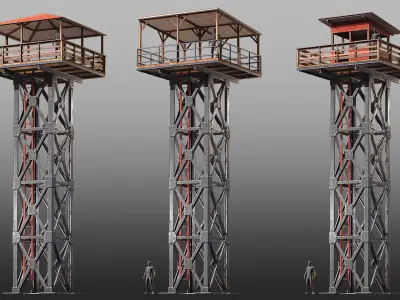 Game-ready Watchtower Set 2 Low-poly 3D model