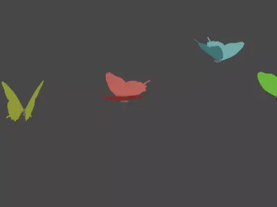 Flying butterflies Low-poly 3D model