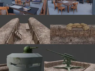 ww2 trench and bunker pack 3D model