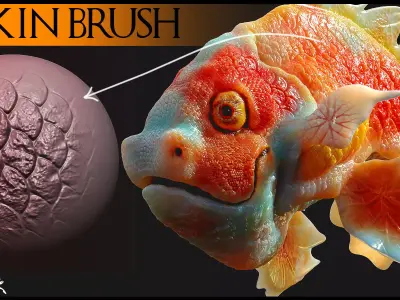 40 Skin Brush Brushes for Blender and Zbrush -Fish 3D model