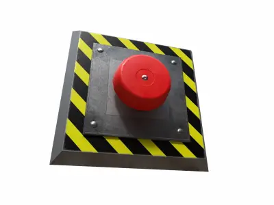 Red alarm button Emergency stop button Low-poly 3D model