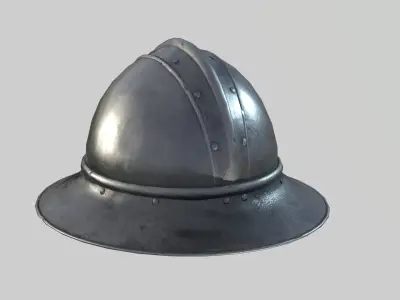 Medieval Kettle Helmet 01 Low-poly 3D model
