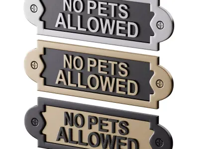 Solid Brass Sign No Pets Allowed 3D model