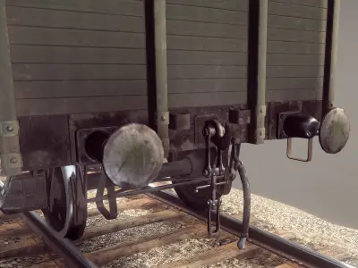 Railway Covered Goods Wagon 18T Vr2 Default Green Low-poly 3D model