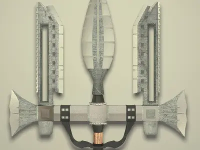 Trident Low-Poly metal pole with two sticks Low-poly 3D model