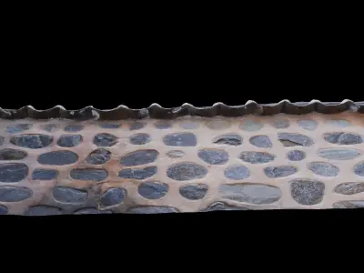 Korean Traditional Tiled Stone Wall 3D model