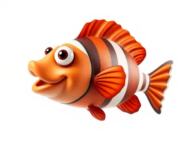 Cute Clownfish Cartoon Model Pack Low-poly 3D model