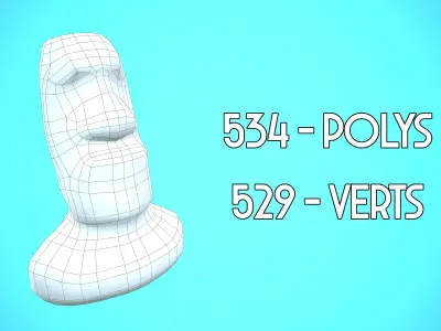 MOAI DECOR FISH TANK CARTOON STYLIZED Low-poly 3D model