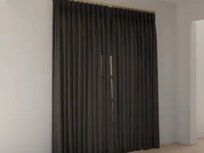  Pinch Pleat Closed Curtains Model, Grey 
