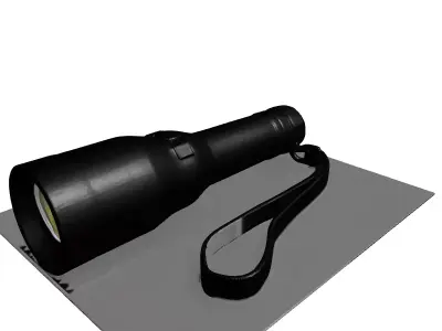 Black Tactical Flashlight Broken Lens 3D model