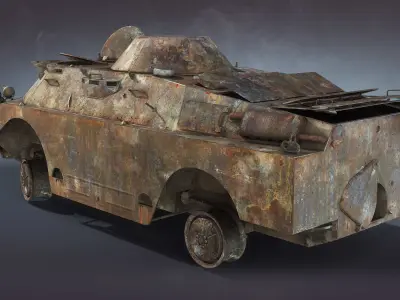 BRDM-2 Burnt Low-poly 3D model