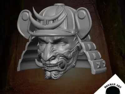 Samurai Demon Head for 6 inch action figures 3D print model