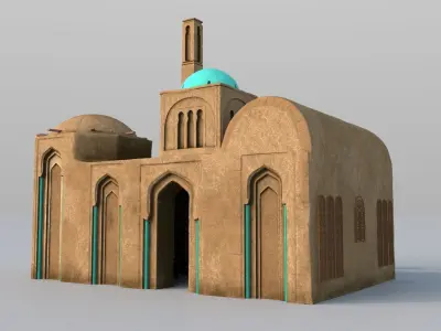 3 Level LOD ancient Eastern Building Low-poly 3D model