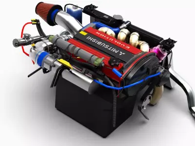 4G63T Evolution Inline 4 Engine Low-poly 3D model