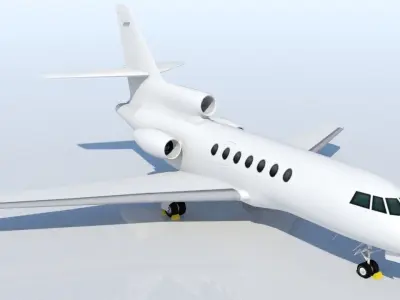 Falcon 50 Static Blank Model Low Poly Low-poly 3D model