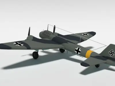 Low Poly Cartoon Junkers Ju 88 WWII Airplane Low-poly 3D model