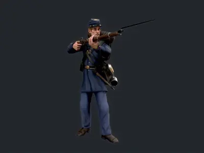 Soldier 4 A pose Low poly character redy for game Low-poly 3D model