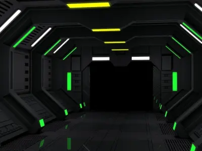 Sci Fi Spaceship Corridor 3D model