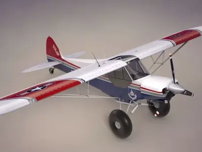 Piper Super Cub Bushplane Civil Air Patrol Low-poly 3D model