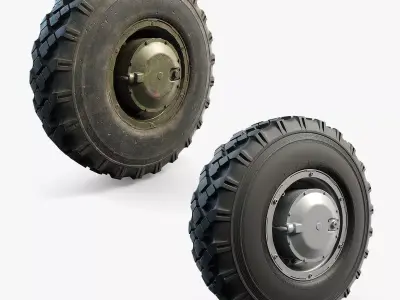 BTR-4 and BTR-3 Wheel  Low-poly 3D model