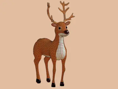 Reindeer Cartoon Lowpoly Low-poly 3D model