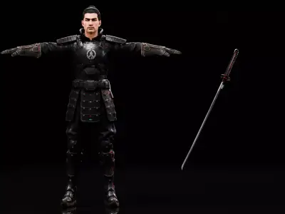 Cyberpunk Samurai - Gameready Low-poly 3D model