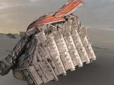 Hutt Desert Sail Barge carrier 3  3D model