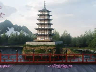 Jeapanese temple 3D model