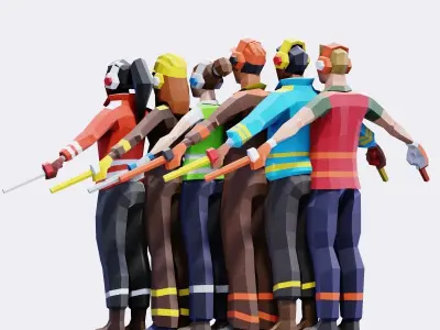 Airport Ground Crew - Animated and Rigged Low-poly 3D model