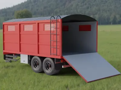 Agricultural Trailer Low-poly 3D model