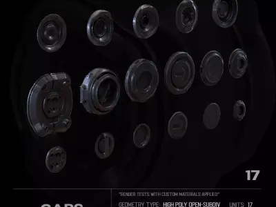 17 Caps SUBD 3D model