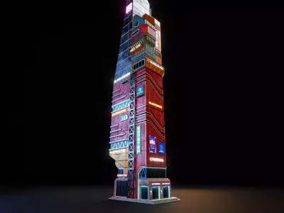 SCIFI CYBERPUNK FUTURISTIC NEON SKYSCRAPER 04 Low-poly 3D model