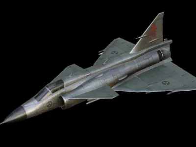 Saab 37 Viggen Low-poly 3D model
