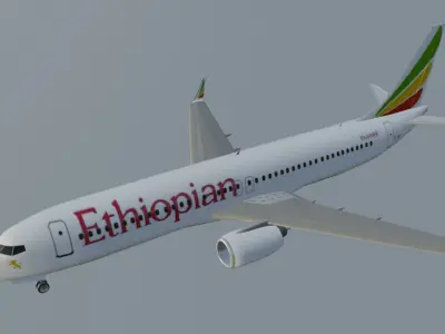Ethiopian Airlines Boeing 737-800 low poly 3D Model Low-poly 3D model
