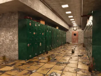 Abandoned 1970 Locker Hallway 3D model