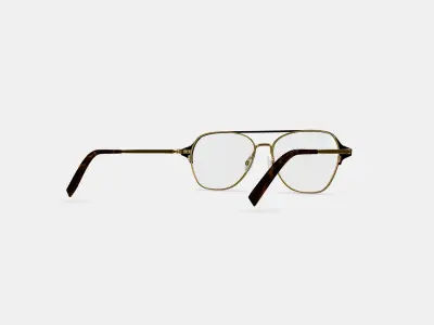 Corson Eyeglasses in Jet Black with Polished Gold 3D model