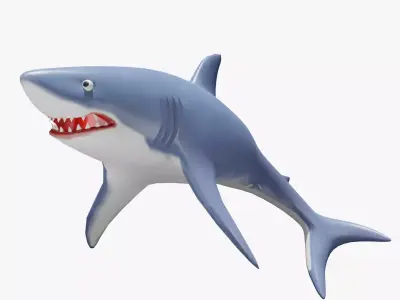 Cartoon Great White Shark Low-poly 3D model