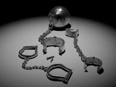 Shackles chained ball and cuffs 3D model