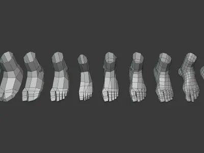 Foot basemesh pack Low-poly 3D model