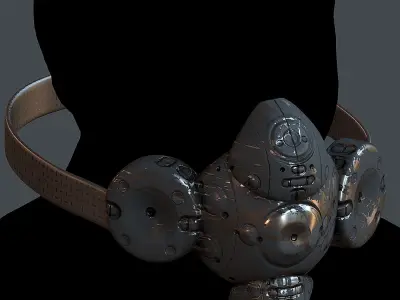 Gas mask helmet 3d model scifi Low-poly Low-poly 3D model