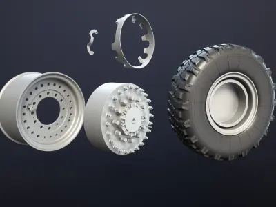 M1126 Stryker APC Wheel High-Poly 3D model