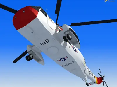 Red Sikorsky SH-3 Sea King 3D Model 3D model