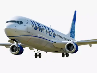 Boeing 737-800 United Air lines Low-poly 3D model
