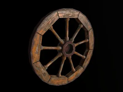 Wagon Wheel 8 Low-poly 3D model