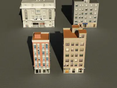 Building Collection 41-44 Low-poly 3D model