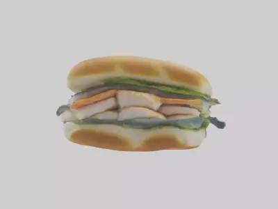 Fish fillet sandwich model Low-poly 3D model