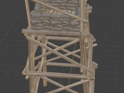 village tower Low-poly 3D model